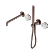 Serenity Shower System Spout Arabescato Corchia Handle And Slim Shower Brushed Bronze gallery detail image
