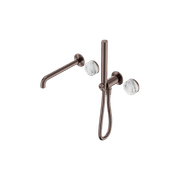 Serenity Shower System Spout Arabescato Corchia Handle And Slim Shower Brushed Bronze gallery detail image