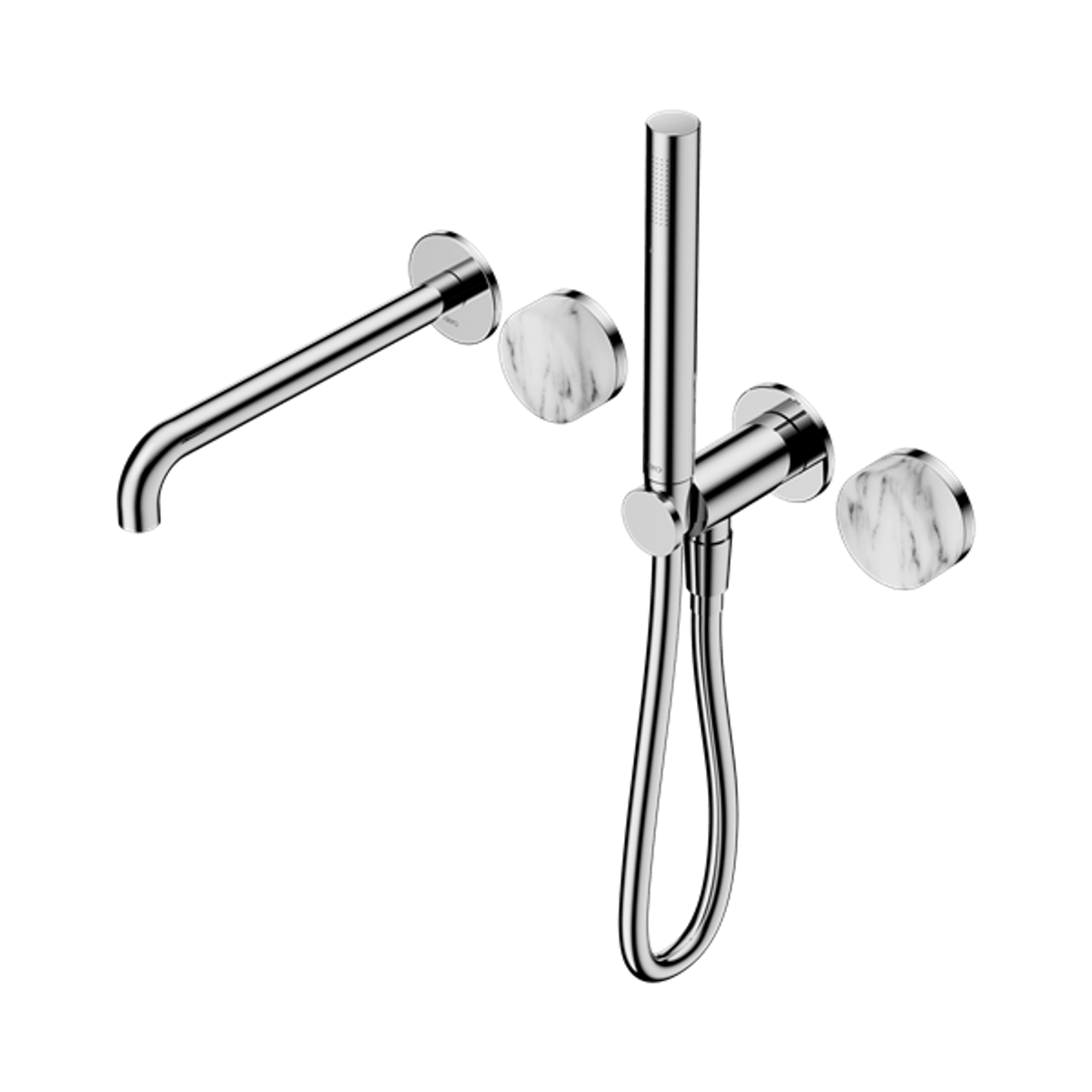 Serenity Shower System Spout Arabescato Corchia Handle And Slim Shower Chrome gallery detail image