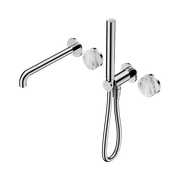 Serenity Shower System Spout Arabescato Corchia Handle And Slim Shower Chrome gallery detail image
