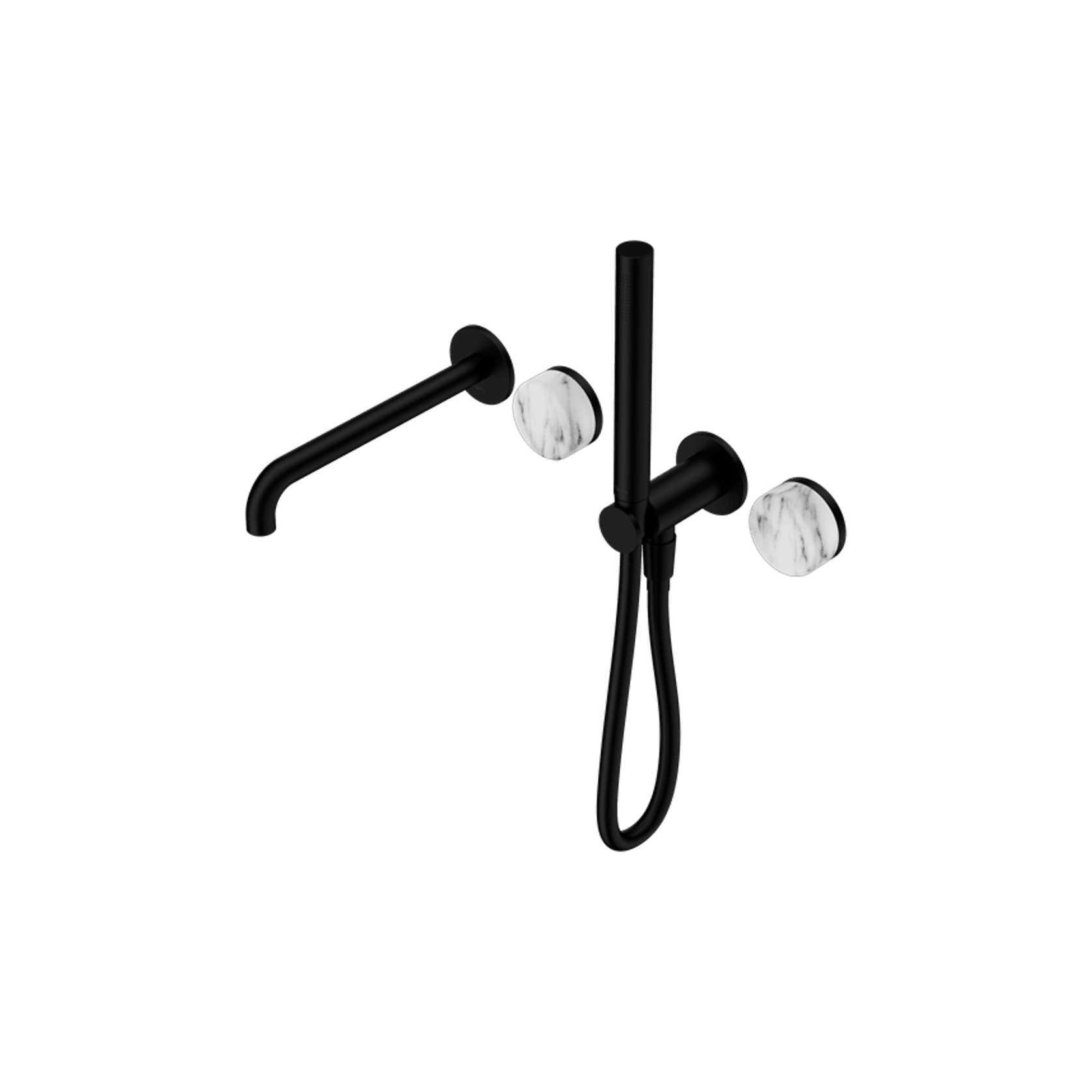 Serenity Shower System Spout Arabescato Corchia Handle And Slim Shower Matte Black gallery detail image