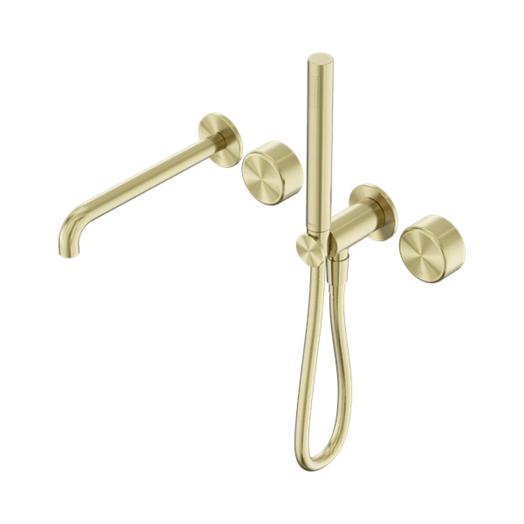 Serenity Shower System Spout Metal Handle And Slim Shower Brushed Gold gallery detail image