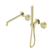 Serenity Shower System Spout Metal Handle And Slim Shower Brushed Gold gallery detail image