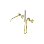 Serenity Shower System Spout Metal Handle And Slim Shower Brushed Gold gallery detail image