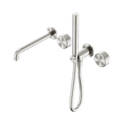 Serenity Shower System Spout Metal Handle And Slim Shower Brushed Nickel gallery detail image