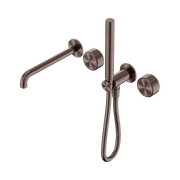 Serenity Shower System Spout Metal Handle And Slim Shower Brushed Bronze gallery detail image
