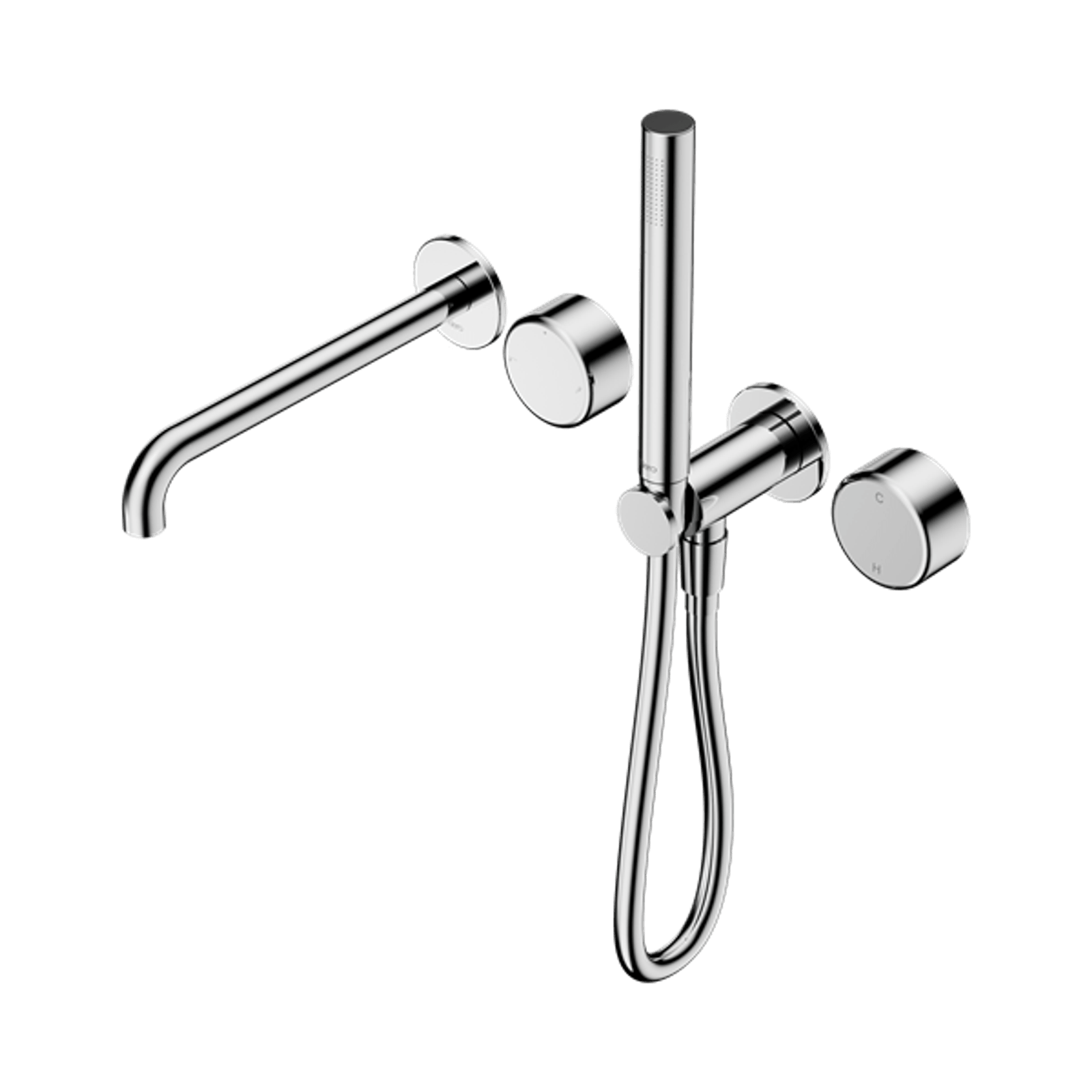 Serenity Shower System Spout Metal Handle And Slim Shower Chrome gallery detail image
