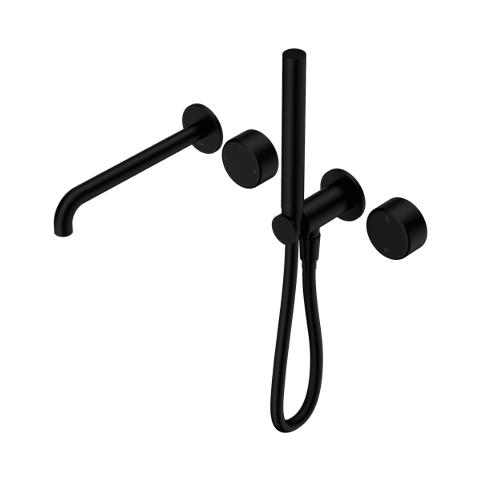 Serenity Shower System Spout Metal Handle And Slim Shower Matte Black gallery detail image