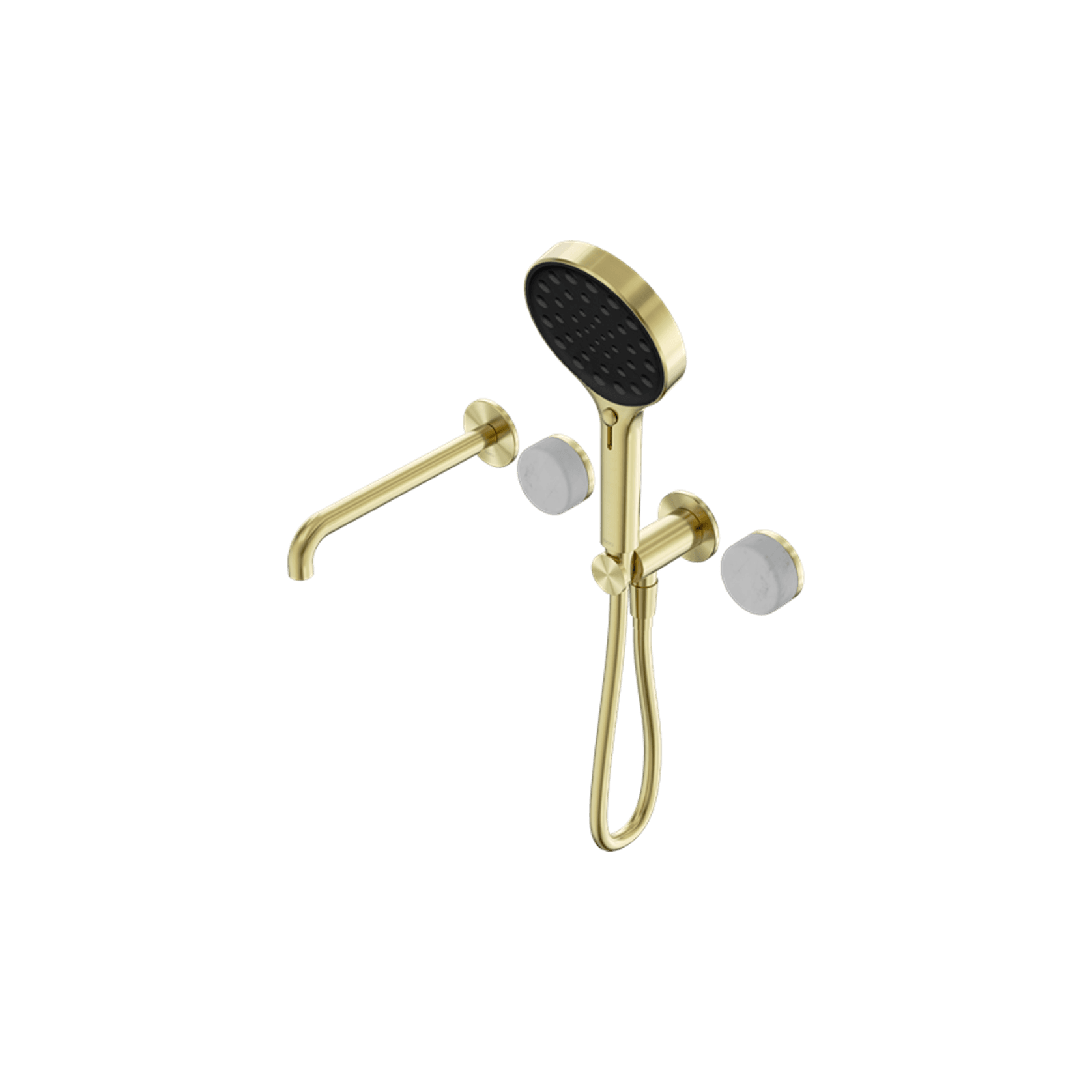 Serenity Shower System Spout Carrara Handle And Serenity Hand Shower Brushed Gold gallery detail image