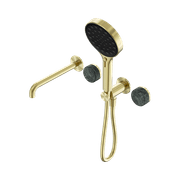Serenity Shower System Spout Verde Alpi Handle And Serenity Hand Shower Brushed Gold gallery detail image