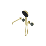 Serenity Shower System Spout Verde Alpi Handle And Serenity Hand Shower Brushed Gold gallery detail image