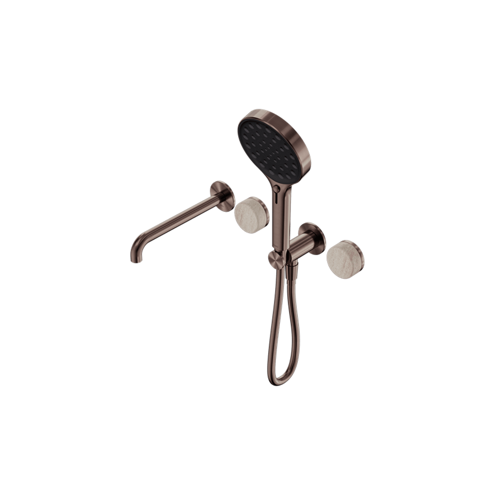 Serenity Shower System Spout Rome Travertine Handle And Serenity Hand Shower Brushed Bronze gallery detail image