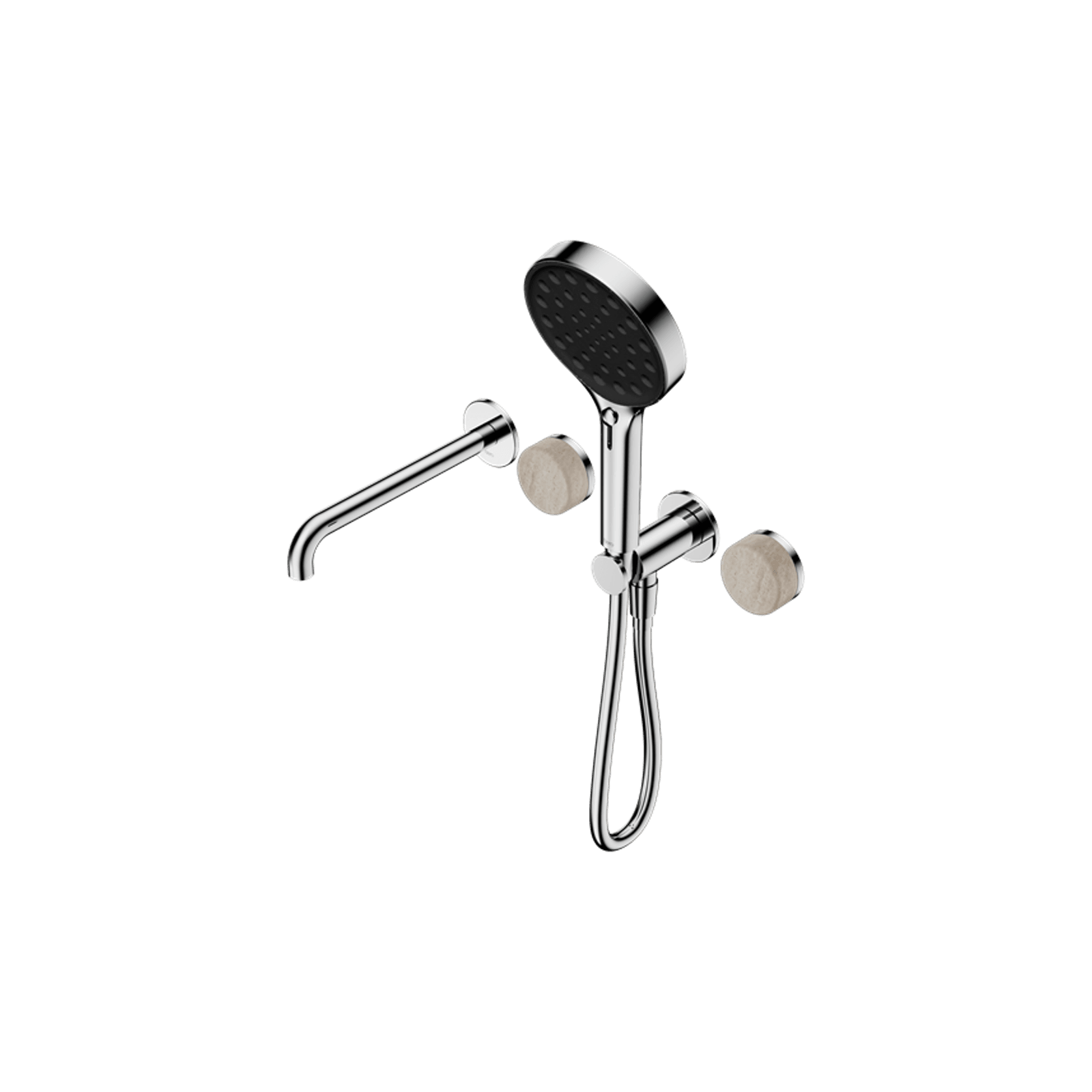 Serenity Shower System Spout Rome Travertine Handle And Serenity Hand Shower Chrome gallery detail image