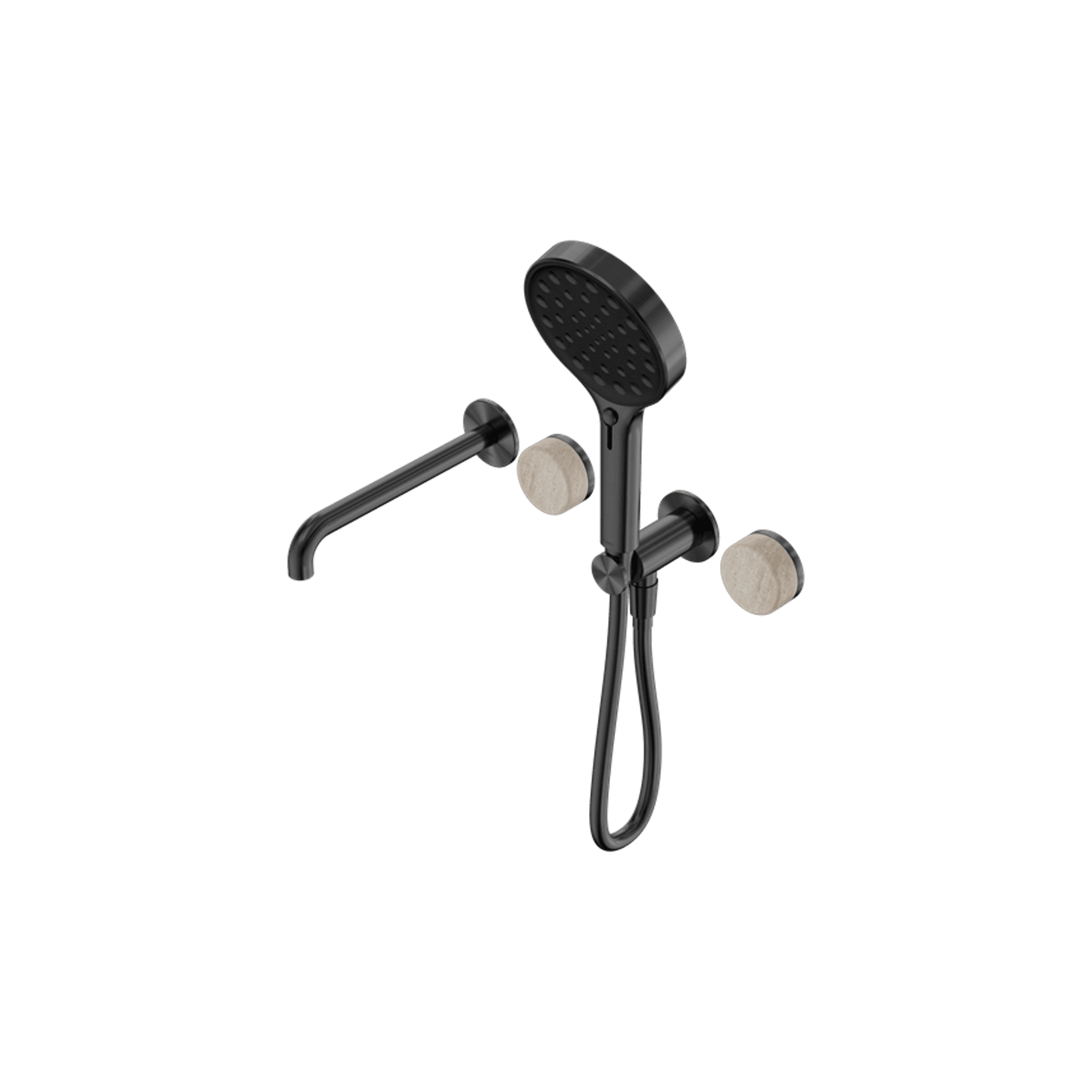 Serenity Shower System Spout Rome Travertine Handle And Serenity Hand Shower Gun Metal gallery detail image