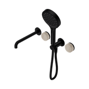 Serenity Shower System Spout Rome Travertine Handle And Serenity Hand Shower Matte Black gallery detail image