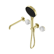 Serenity Shower System Spout Arabescato Corchia Handle And Serenity Hand Shower Brushed Gold gallery detail image