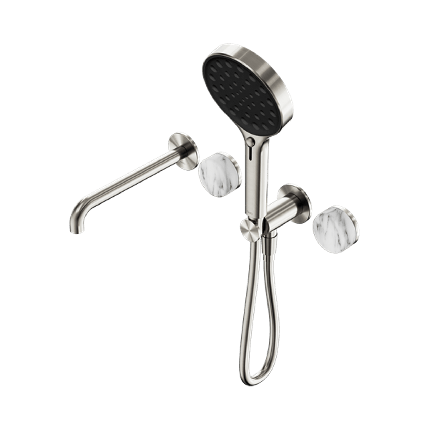 Serenity Shower System Spout Arabescato Corchia Handle And Serenity Hand Shower Brushed Nickel gallery detail image