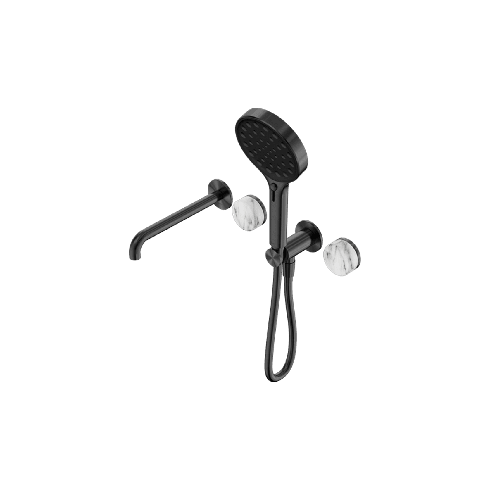 Serenity Shower System Spout Arabescato Corchia Handle And Serenity Hand Shower Gun Metal gallery detail image