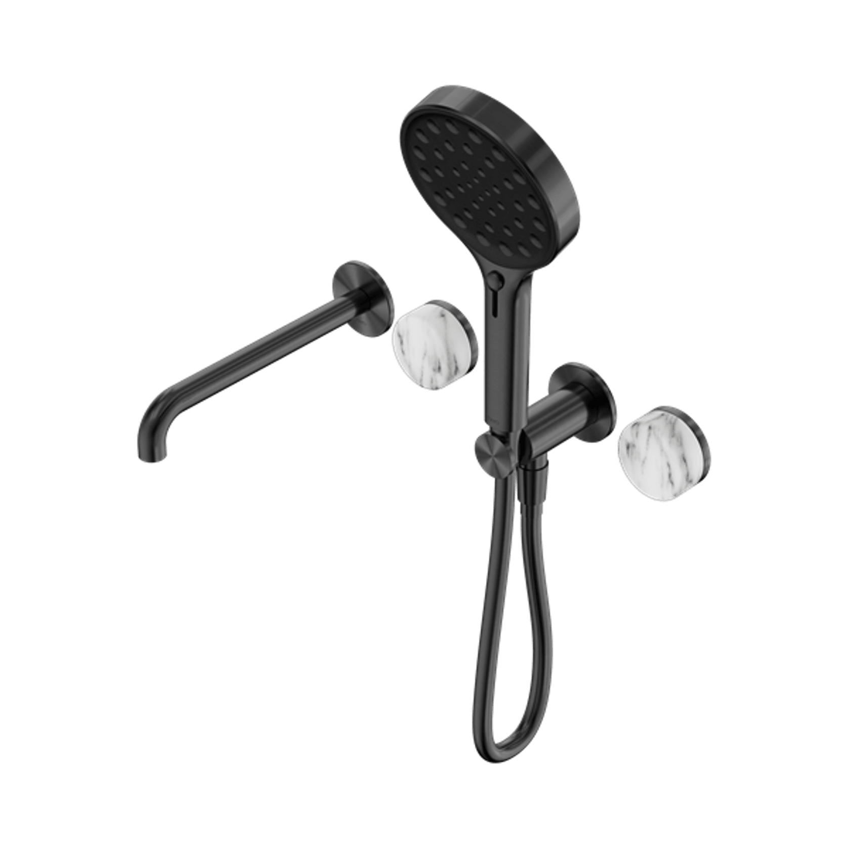 Serenity Shower System Spout Arabescato Corchia Handle And Serenity Hand Shower Gun Metal gallery detail image