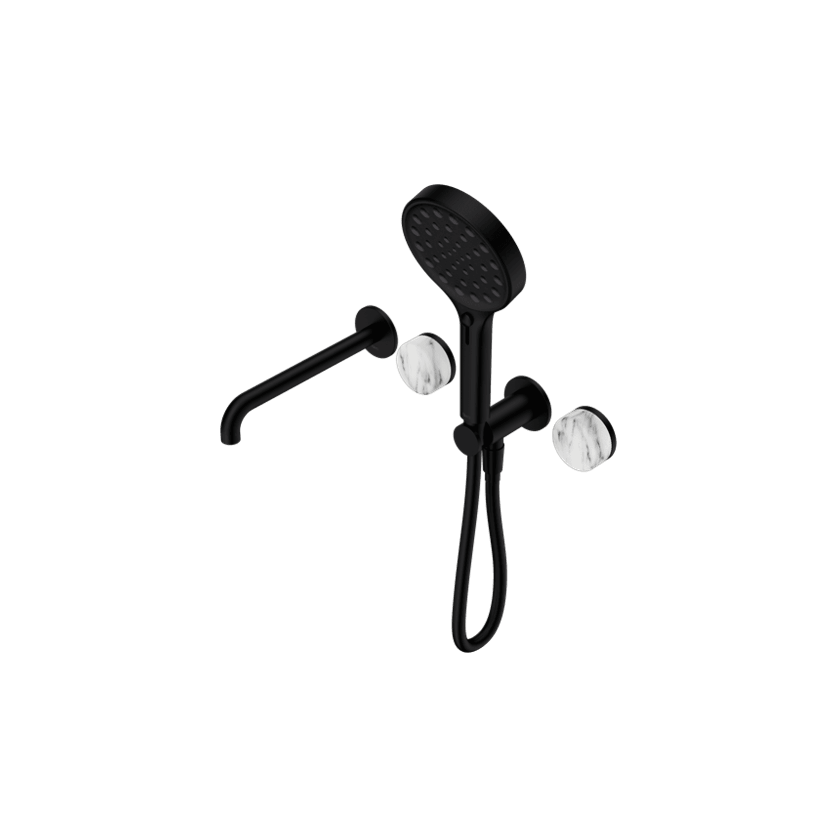 Serenity Shower System Spout Arabescato Corchia Handle And Serenity Hand Shower Matte Black gallery detail image