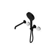 Serenity Shower System Spout Arabescato Corchia Handle And Serenity Hand Shower Matte Black gallery detail image