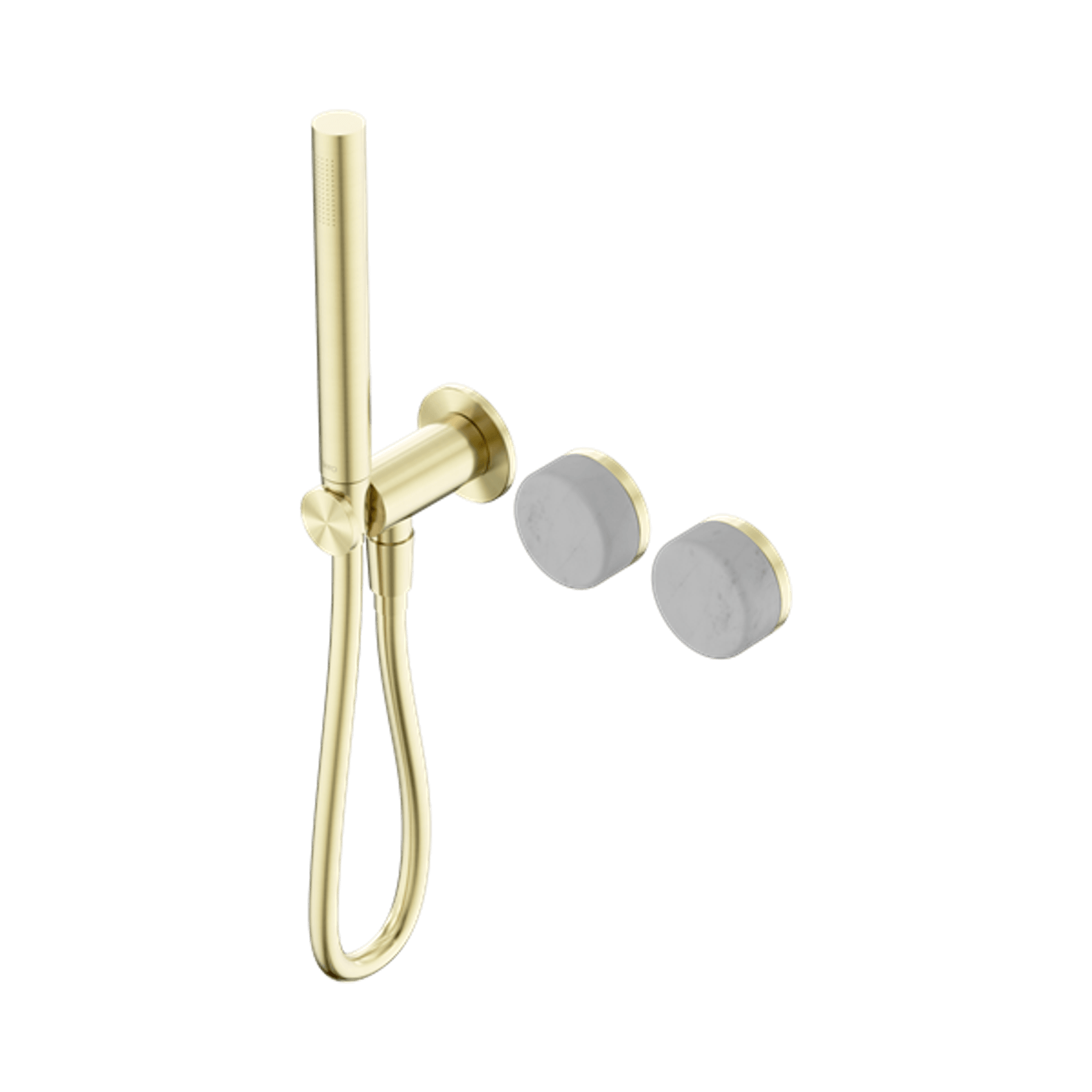 Serenity Shower System Carrara Handle And Slim Shower Brushed Gold gallery detail image