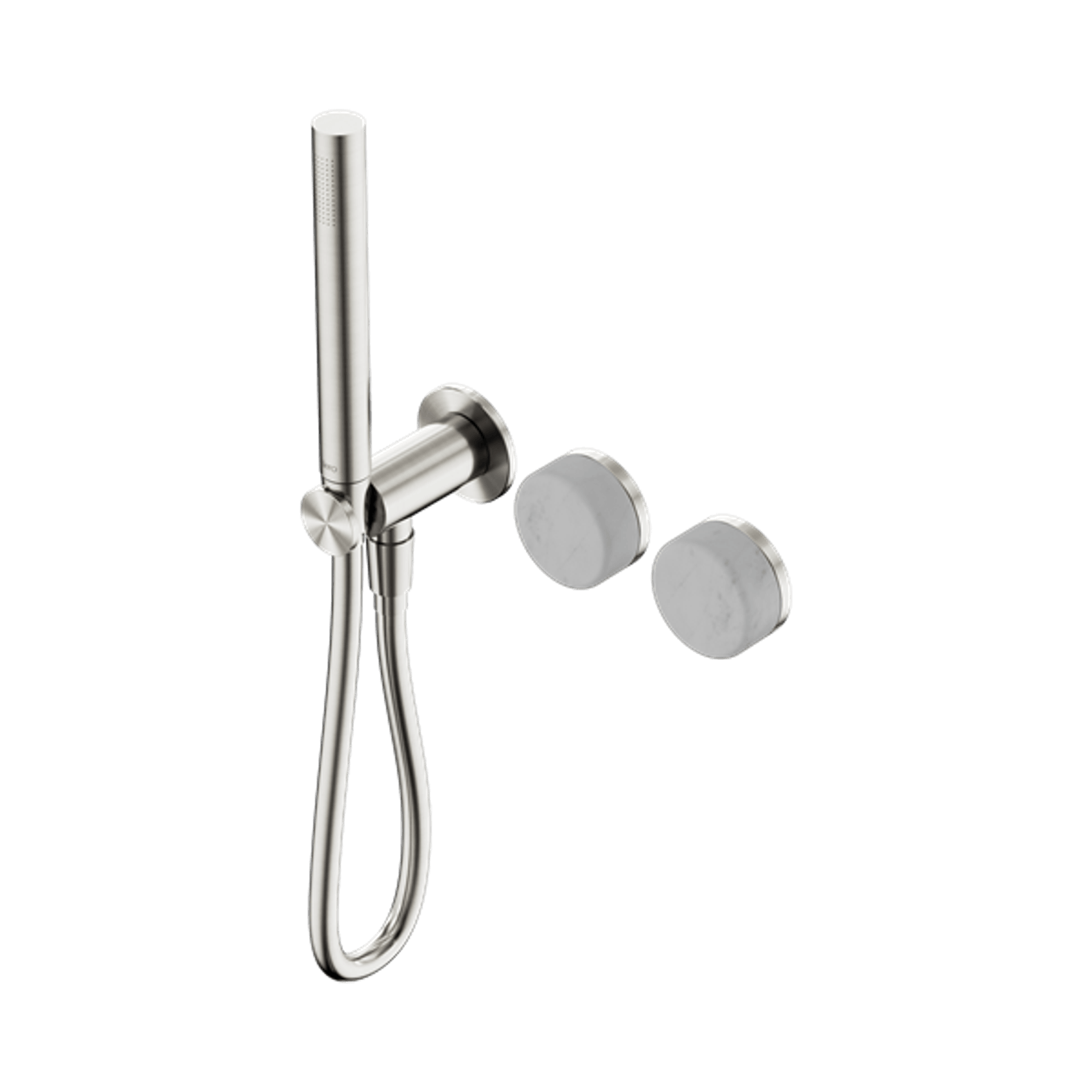 Serenity Shower System Carrara Handle And Slim Shower Brushed Nickel gallery detail image