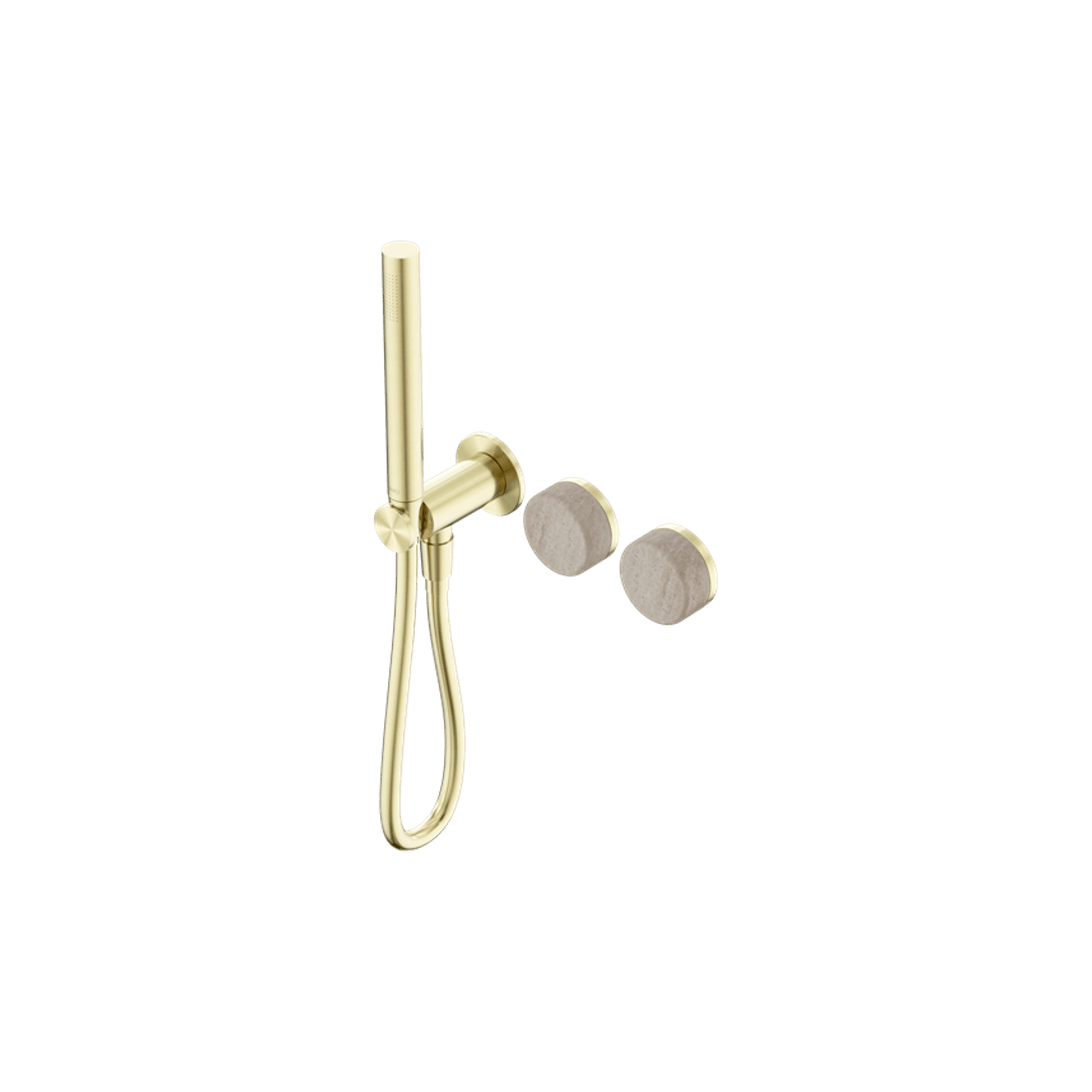 Serenity Shower System Rome Travertine Handle And Slim Shower Brushed Gold gallery detail image