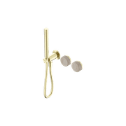 Serenity Shower System Rome Travertine Handle And Slim Shower Brushed Gold gallery detail image