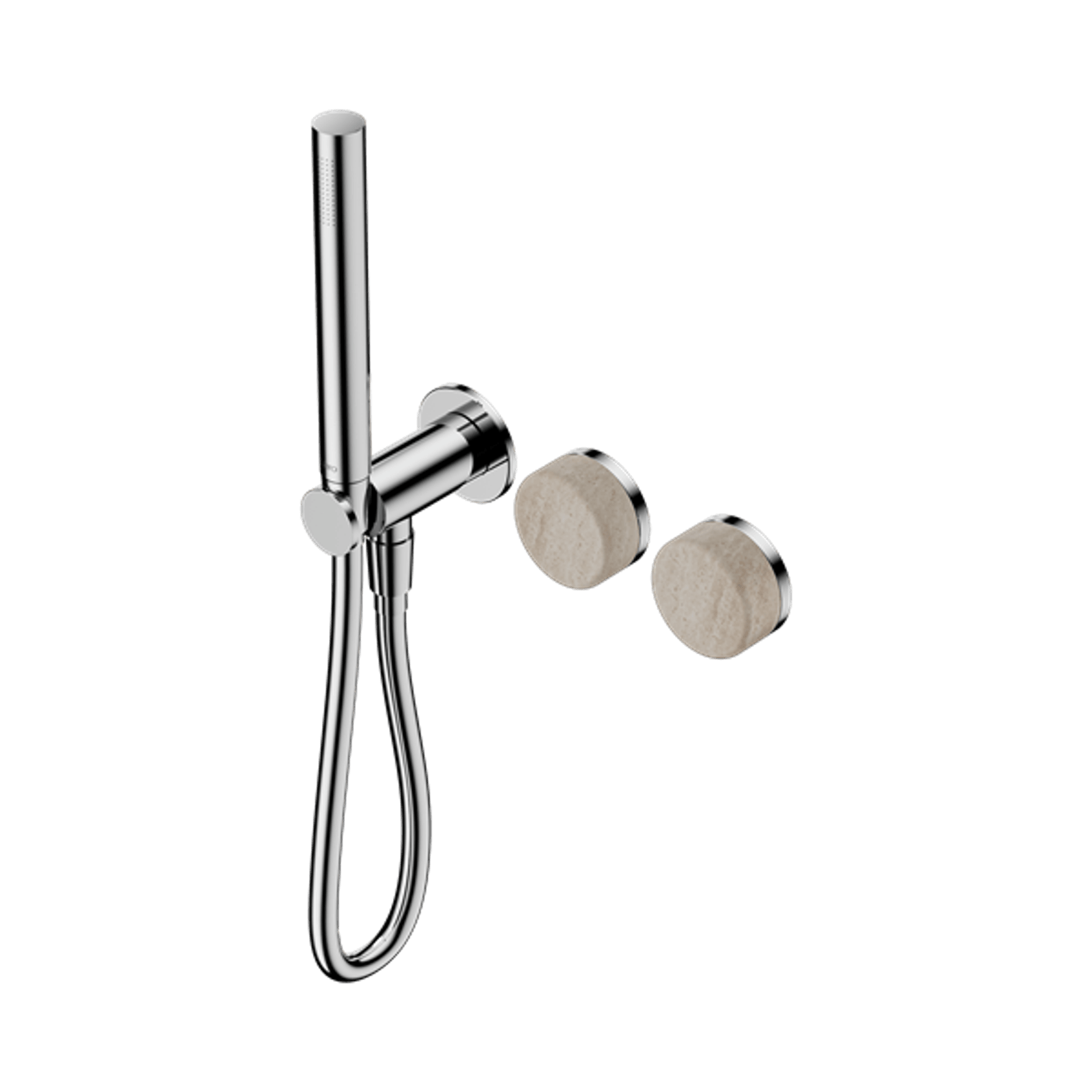 Serenity Shower System Rome Travertine Handle And Slim Shower Chrome gallery detail image
