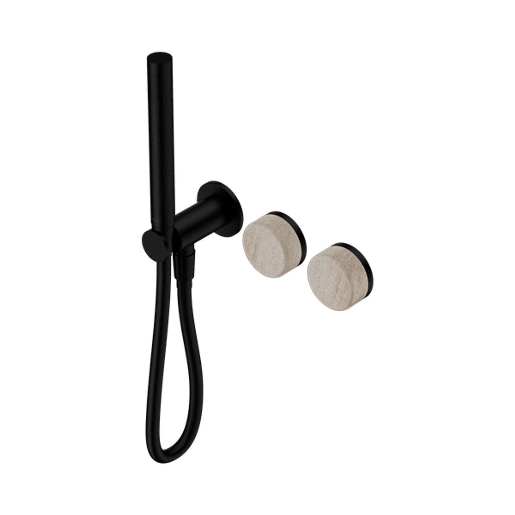 Serenity Shower System Rome Travertine Handle And Slim Shower Matte Black gallery detail image