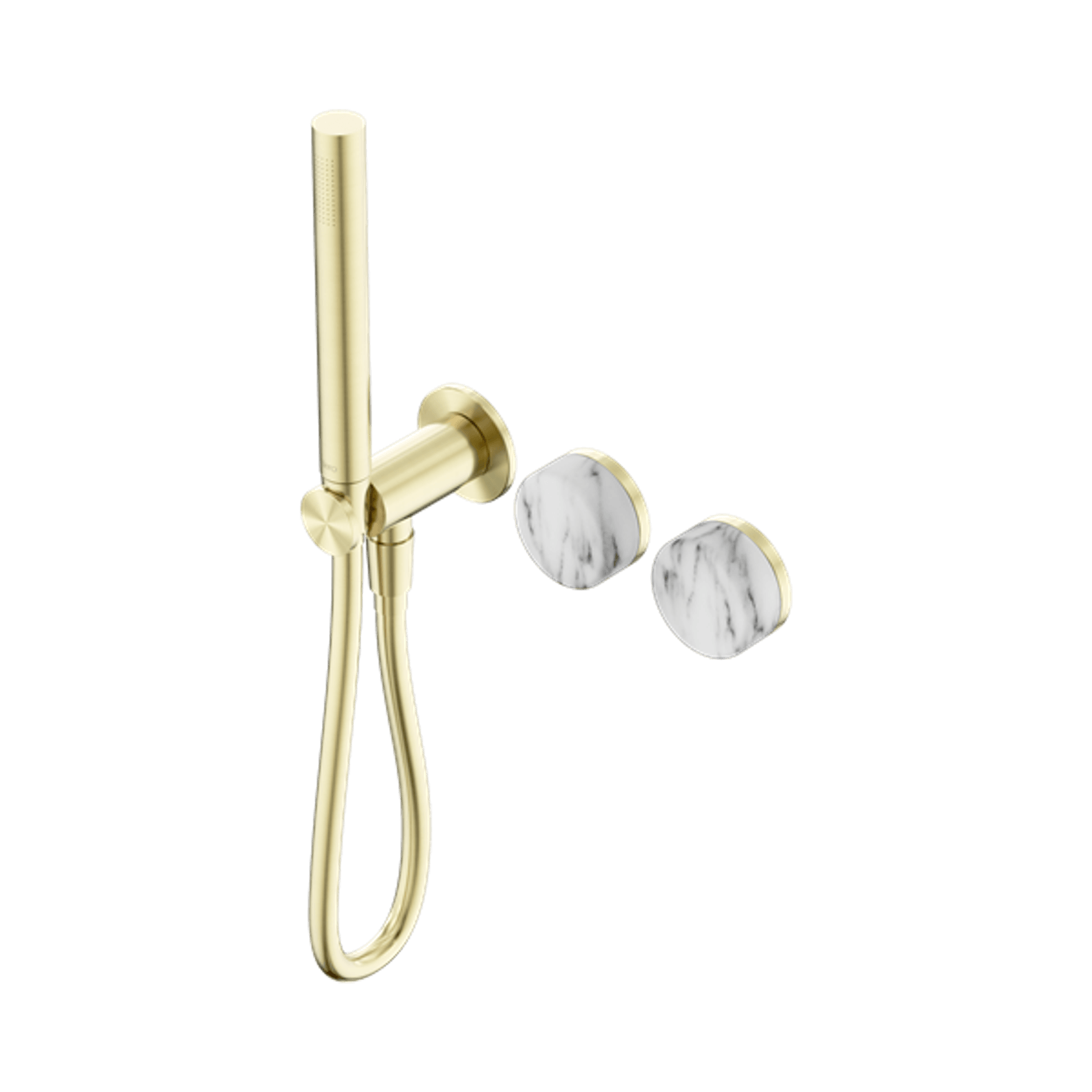 Serenity Shower System Arabescato Corchia Handle And Slim Shower Brushed Gold gallery detail image