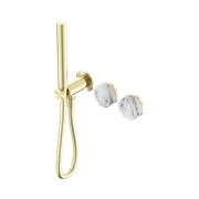 Serenity Shower System Arabescato Corchia Handle And Slim Shower Brushed Gold gallery detail image