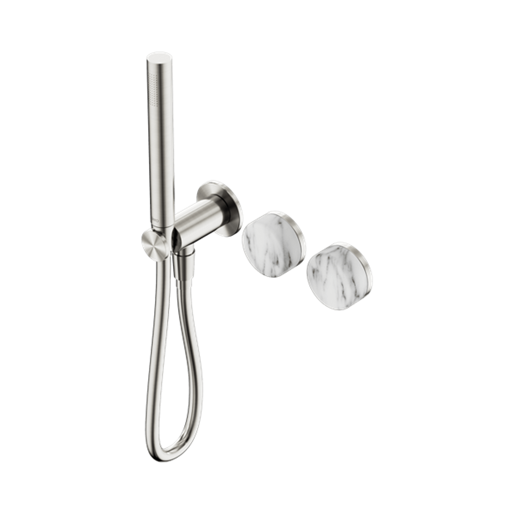 Serenity Shower System Arabescato Corchia Handle And Slim Shower Brushed Nickel gallery detail image