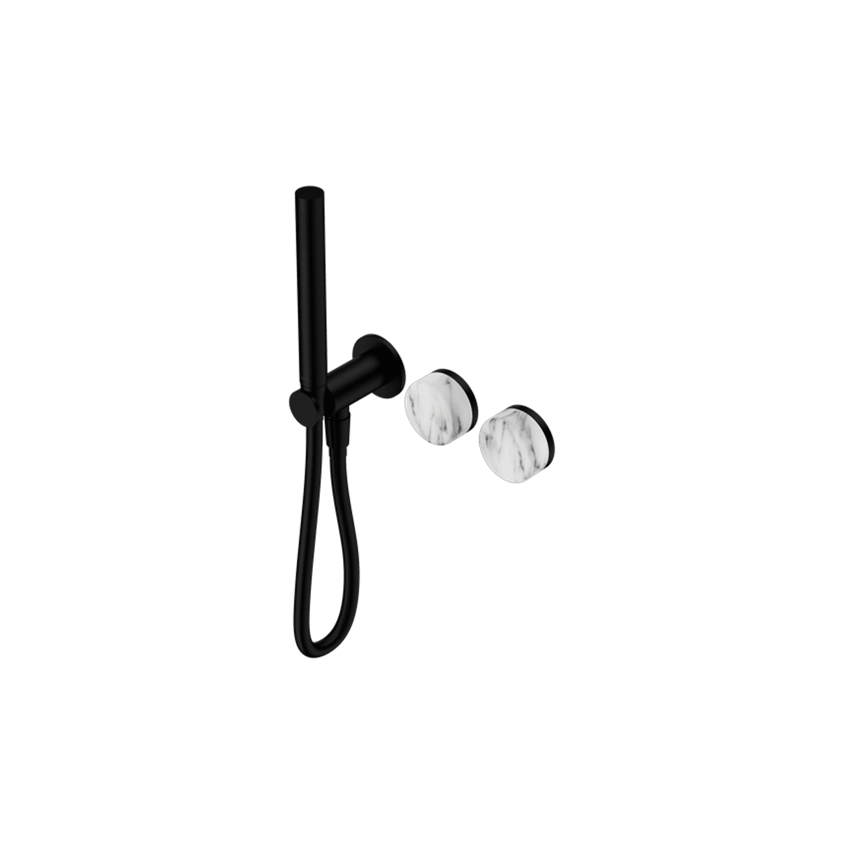 Serenity Shower System Arabescato Corchia Handle And Slim Shower Matte Black gallery detail image