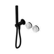 Serenity Shower System Arabescato Corchia Handle And Slim Shower Matte Black gallery detail image