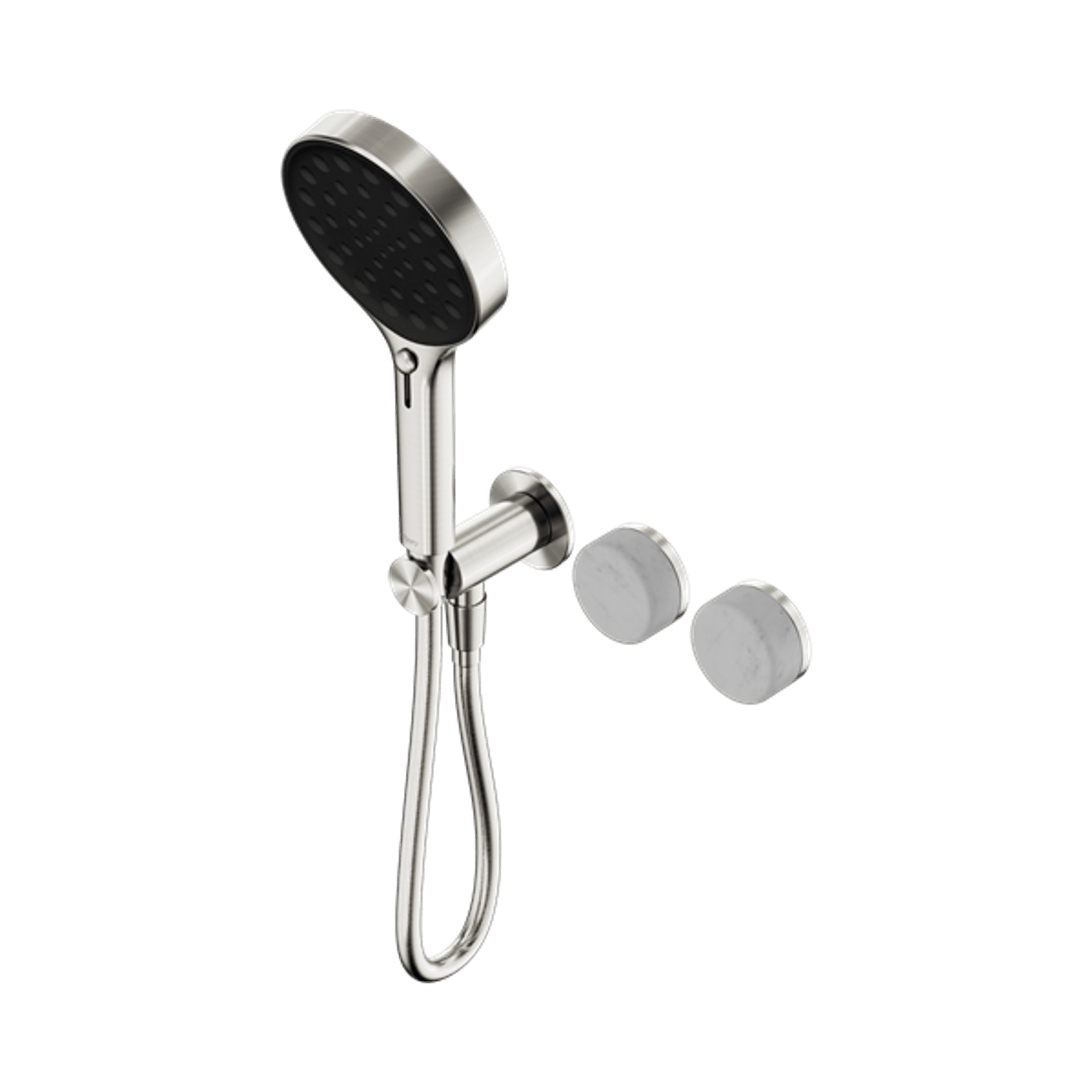 Serenity Shower System Carrara Handle And Serenity Hand Shower Brushed Nickel gallery detail image
