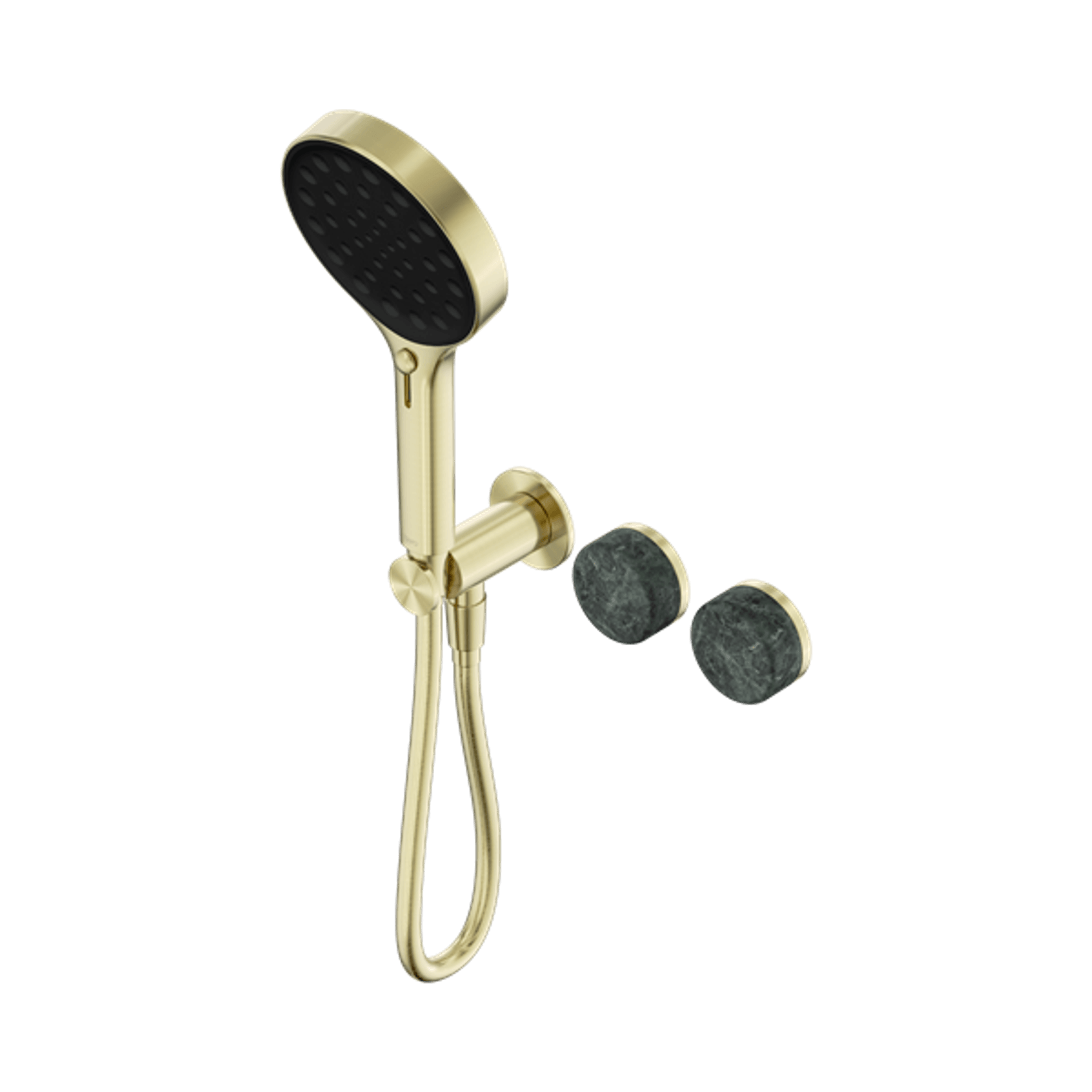 Serenity Shower System Verde Alpi Handle And Serenity Hand Shower Brushed Gold gallery detail image