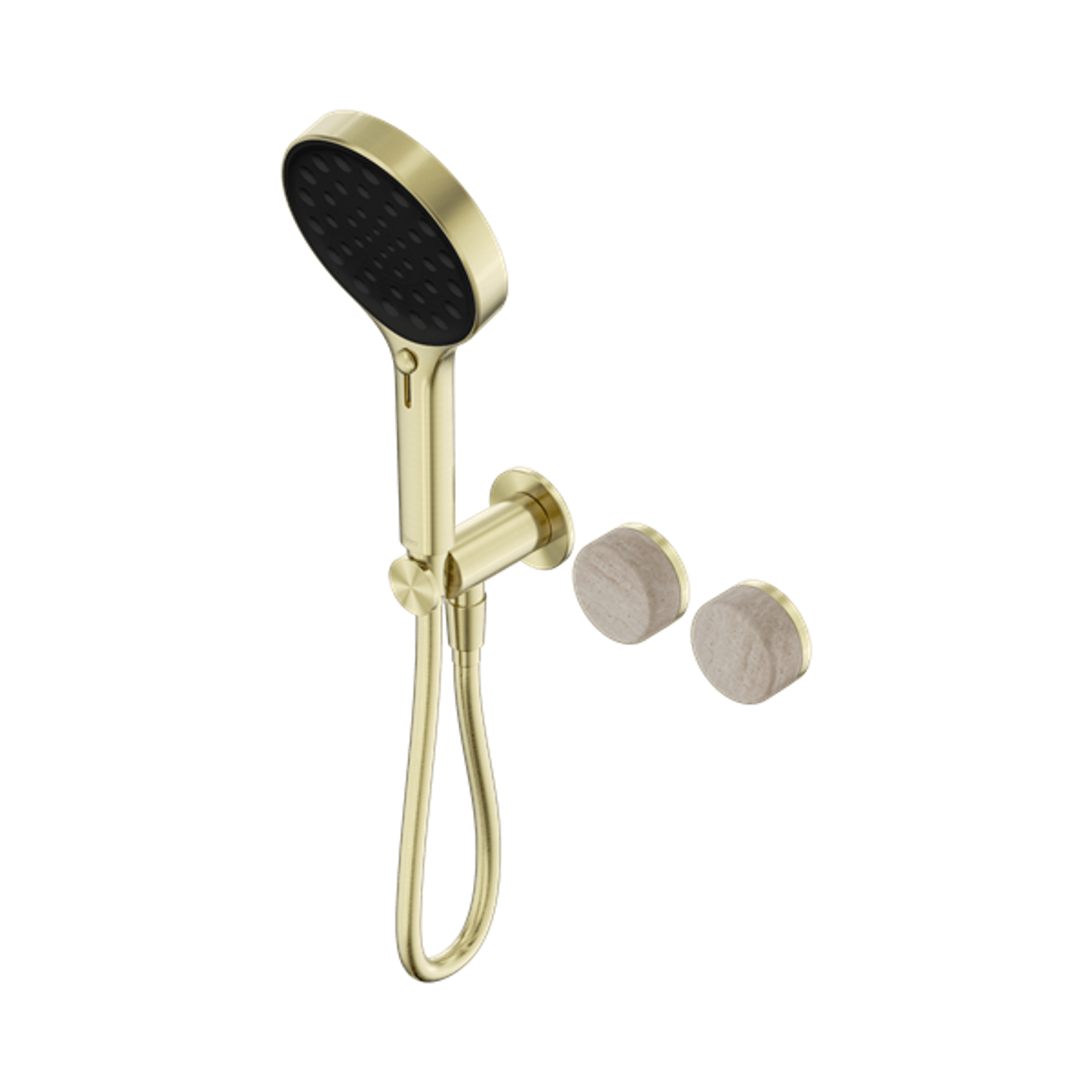 Serenity Shower System Rome Travertine Handle And Serenity Hand Shower Brushed Gold gallery detail image