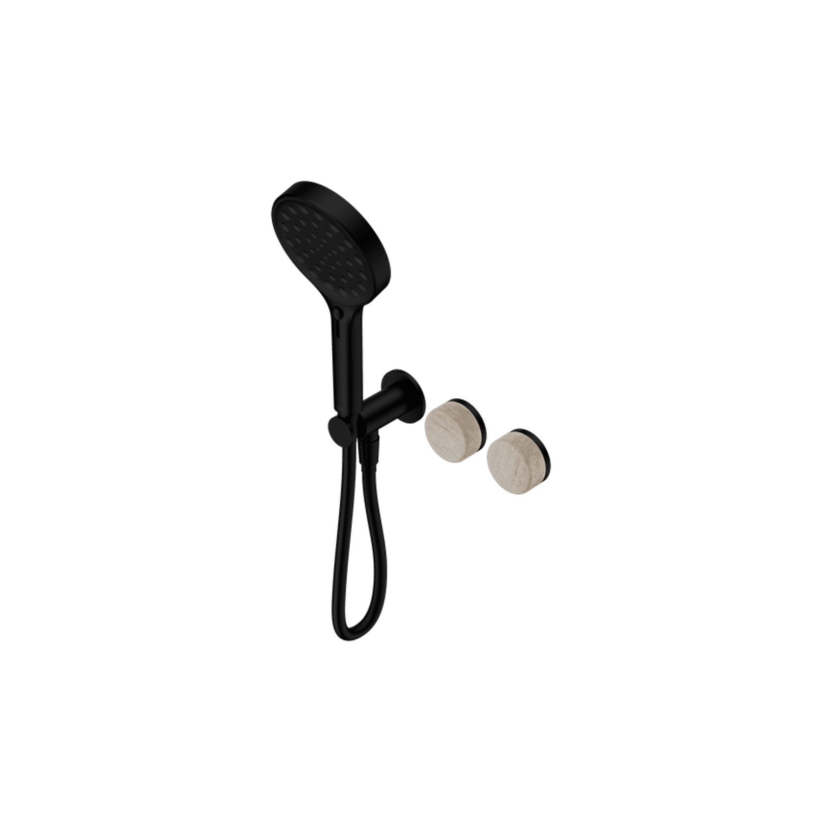 Serenity Shower System Rome Travertine Handle And Serenity Hand Shower Matte Black gallery detail image