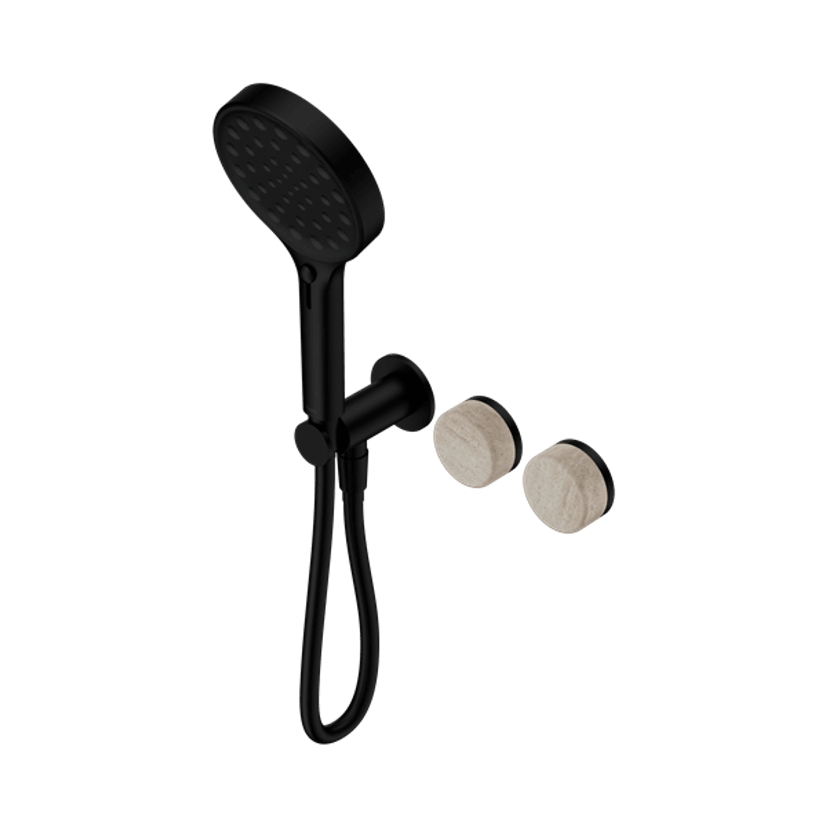 Serenity Shower System Rome Travertine Handle And Serenity Hand Shower Matte Black gallery detail image