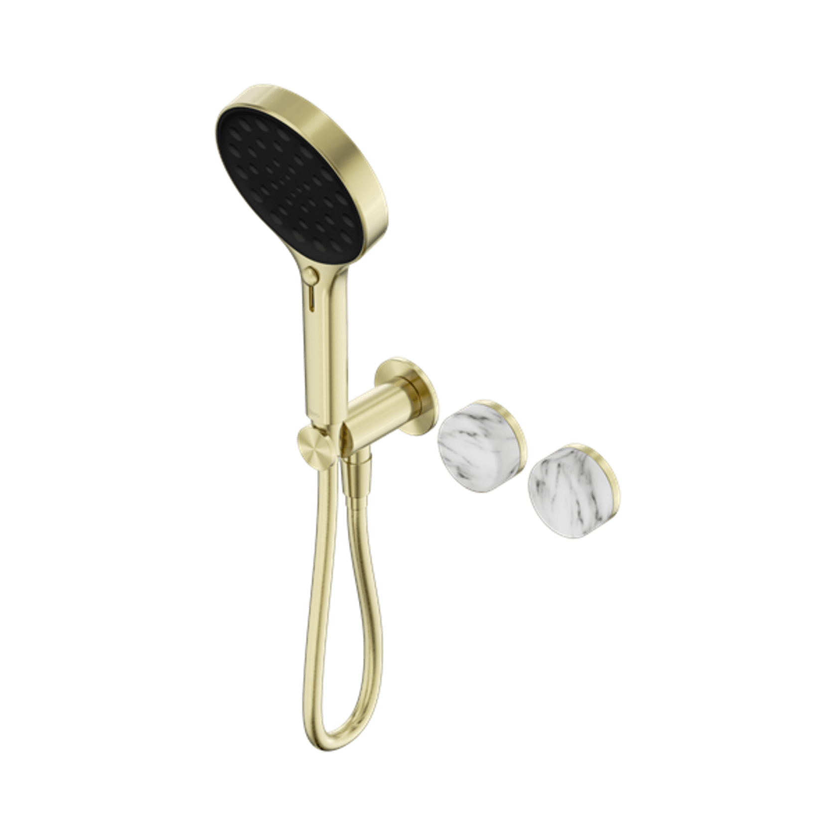 Serenity Shower System Arabescato Corchia Handle And Serenity Hand Shower Brushed Gold gallery detail image