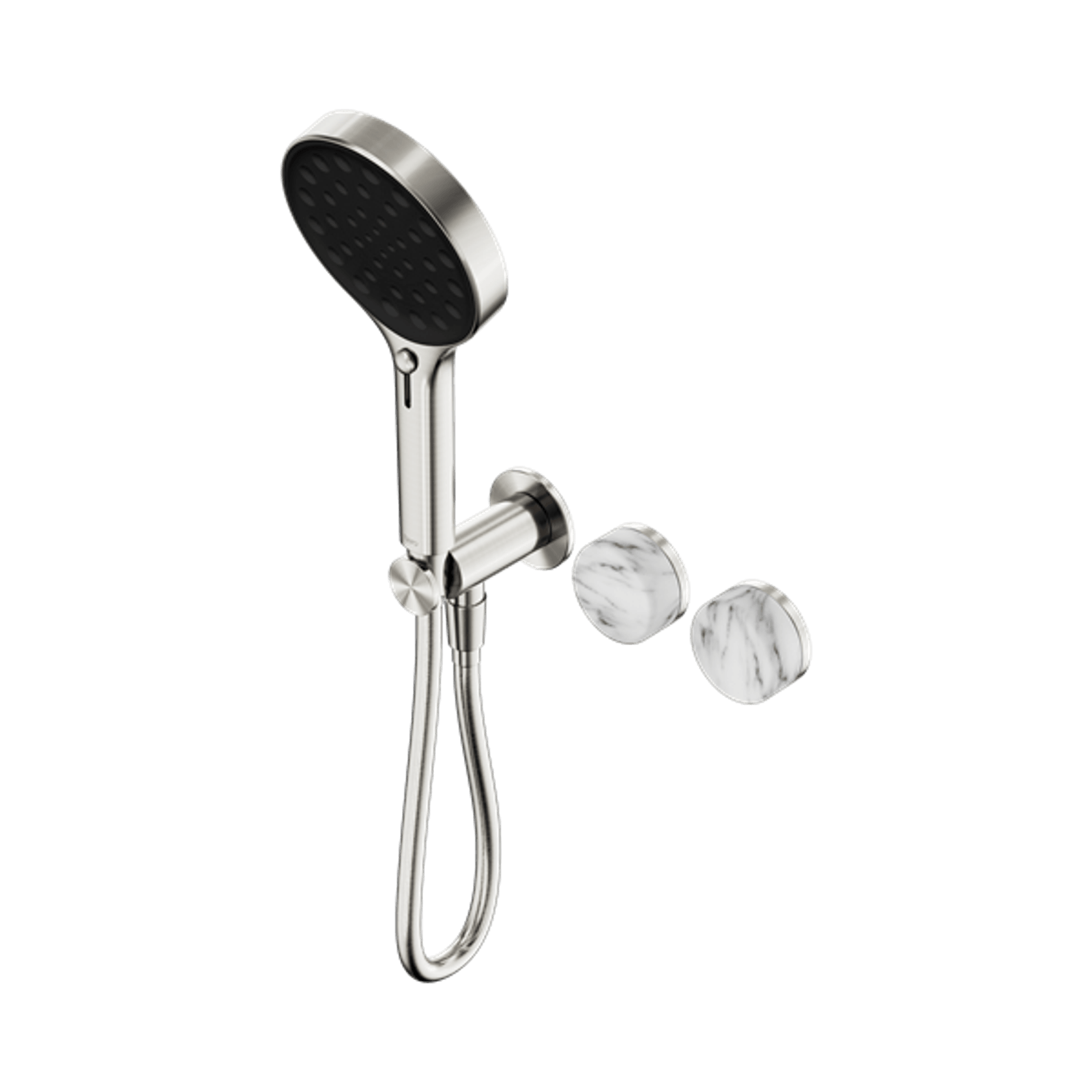 Serenity Shower System Arabescato Corchia Handle And Serenity Hand Shower Brushed Nickel gallery detail image
