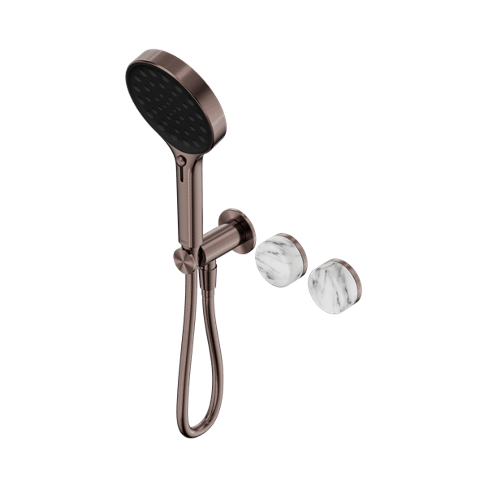 Serenity Shower System Arabescato Corchia Handle And Serenity Hand Shower Brushed Bronze gallery detail image