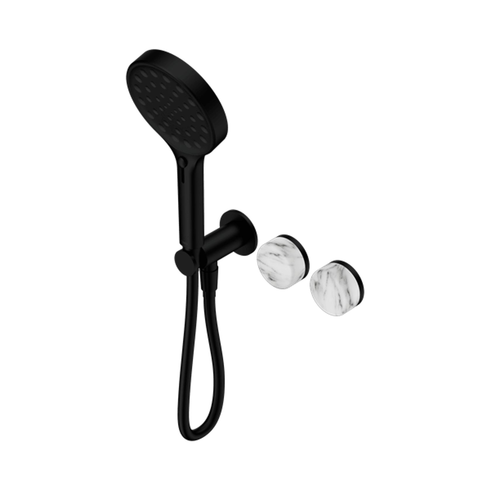 Serenity Shower System Arabescato Corchia Handle And Serenity Hand Shower Matte Black gallery detail image