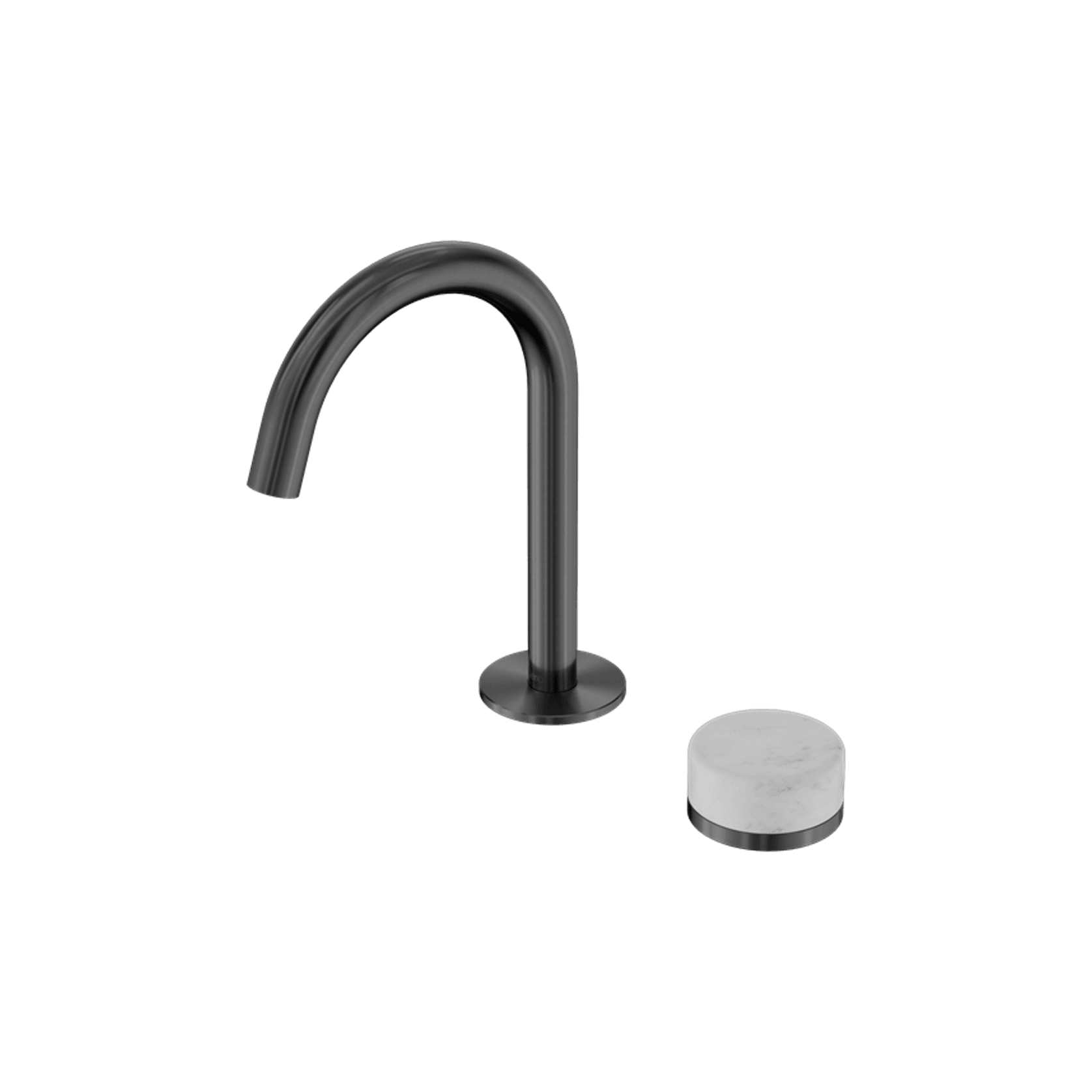 Serenity Basin Mixer Arc Spout Carrara Handle Gun Metal gallery detail image