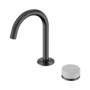 Serenity Basin Mixer Arc Spout Carrara Handle Gun Metal gallery detail image