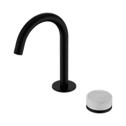 Serenity Basin Mixer Arc Spout Carrara Handle Matte Black gallery detail image