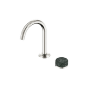 Serenity Basin Mixer Arc Spout Verde Alpi Handle Brushed Nickel gallery detail image