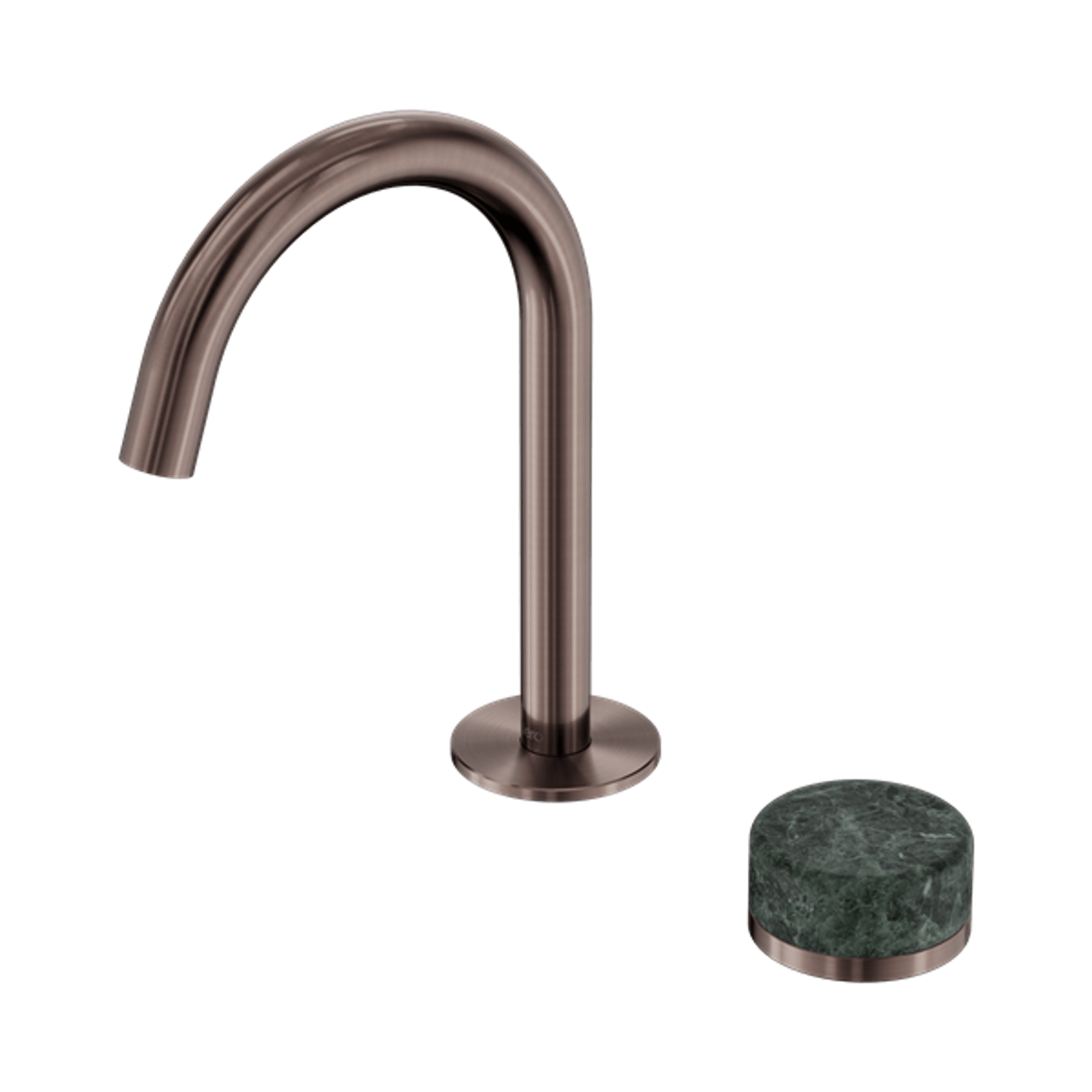 Serenity Basin Mixer Arc Spout Verde Alpi Handle Brushed Bronze gallery detail image